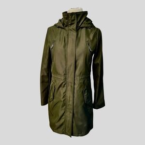 Kenneth Cole Reaction Women's Utility Parka‎ Coat Olive Green Hooded Zip Jacket